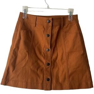 Madewell Brown Textured Snap Button Down Mini Skirt - Size 2
